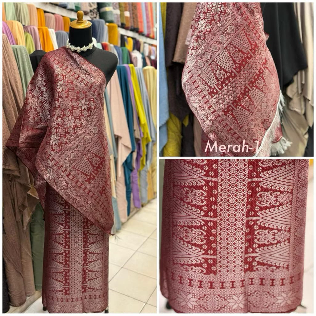 SET SONGKET Pucuk Rebung Rok + Salendang tenun jambul
