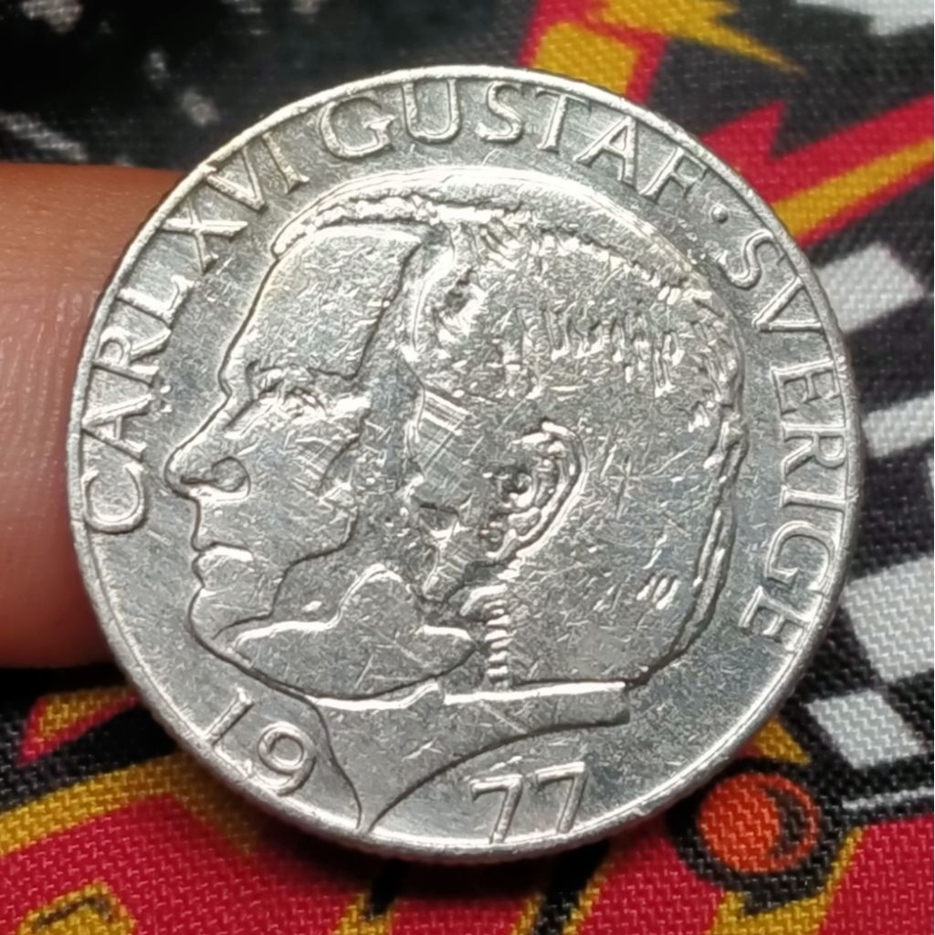 Koin Kuno Swedia 1 Krona 1976-1981 (tahun acak)