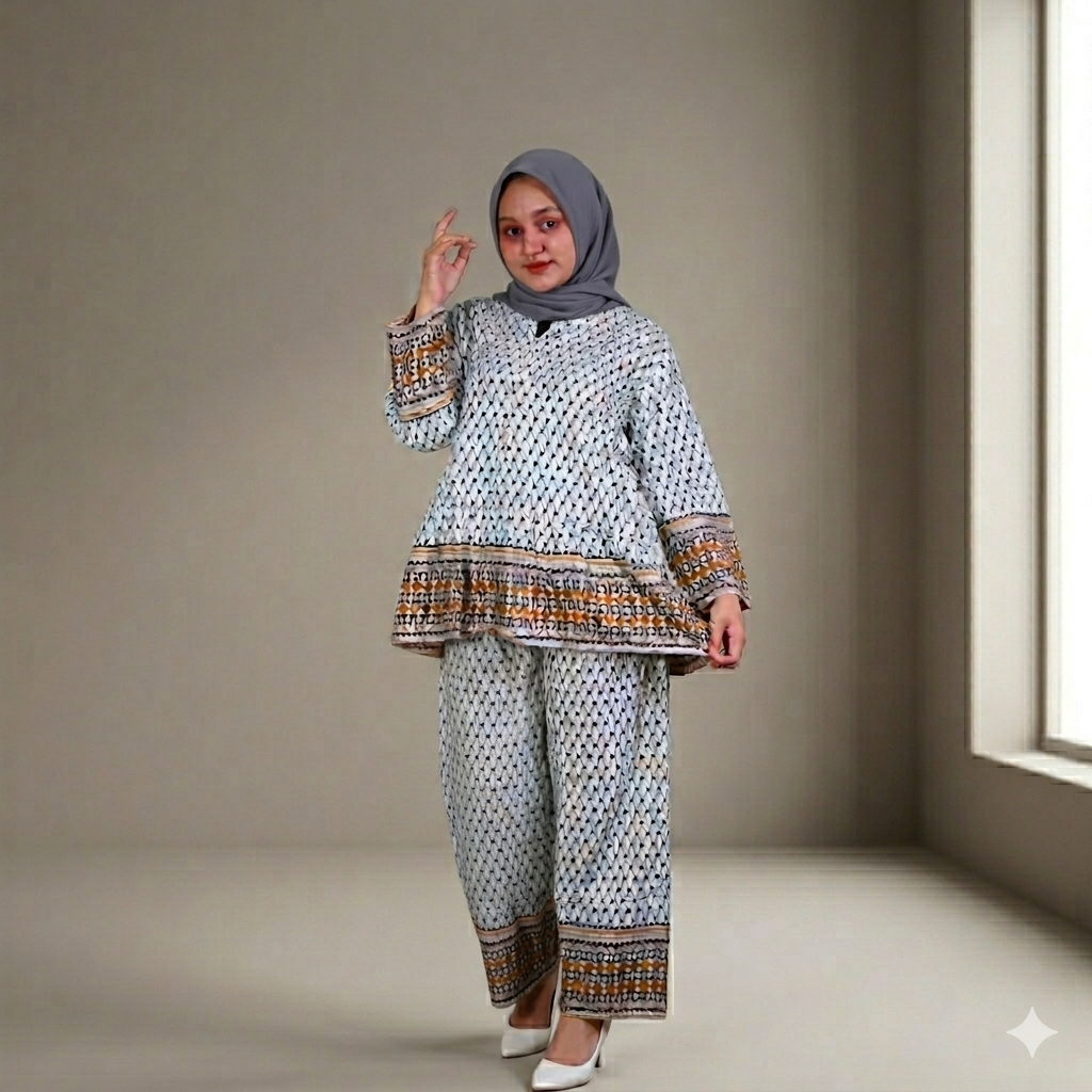 TJANTIK.ID - One Set Andini Setelan Wanita Kekinian Lengan Panjang Bahan Rayon Adem Nyaman Busui Fri
