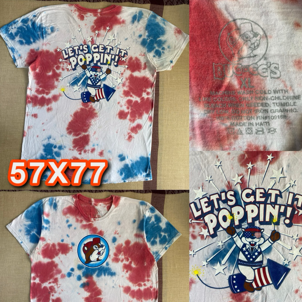 Kaos Buc-ee's Tie Dye Red White Blue Vintage Style - Size XL Second