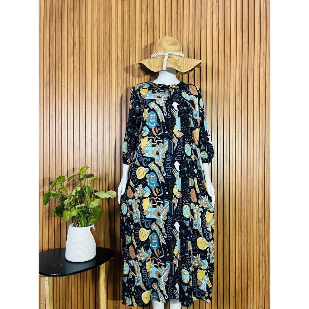 Gamis Rayon tangan kerut
