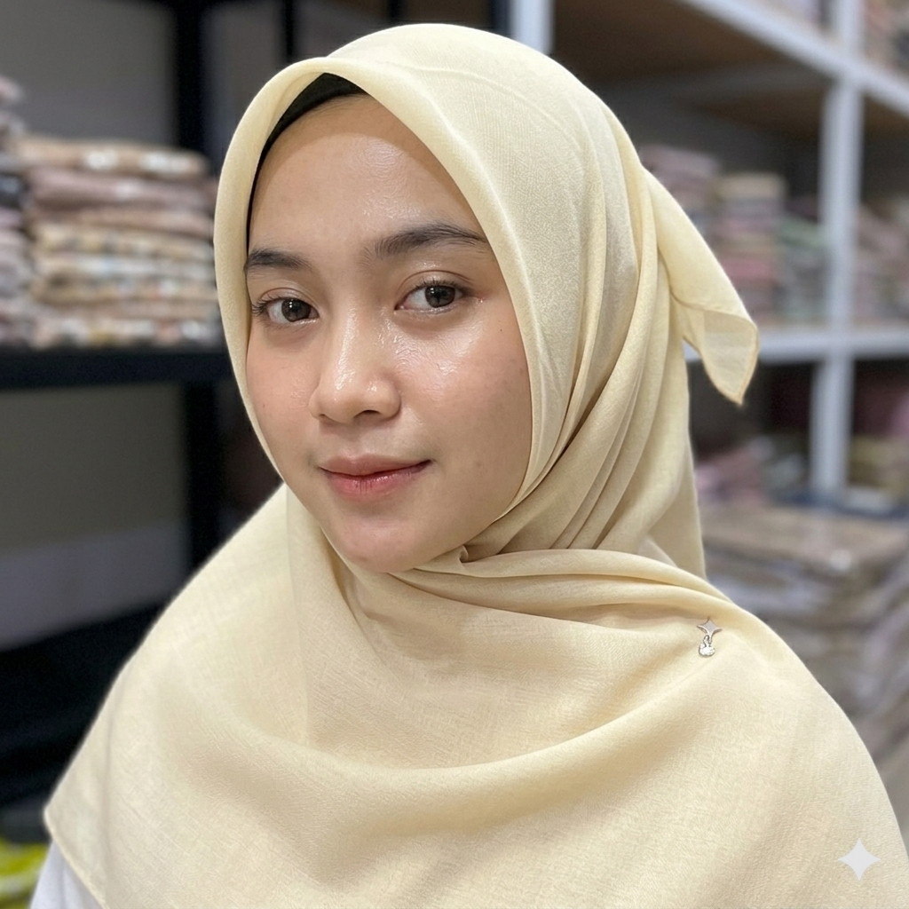 Labella Hijab Segi Empat Premium Butter Yellow# Plain Pollycotton Square#Ringan Adem Mudah Di Bentuk