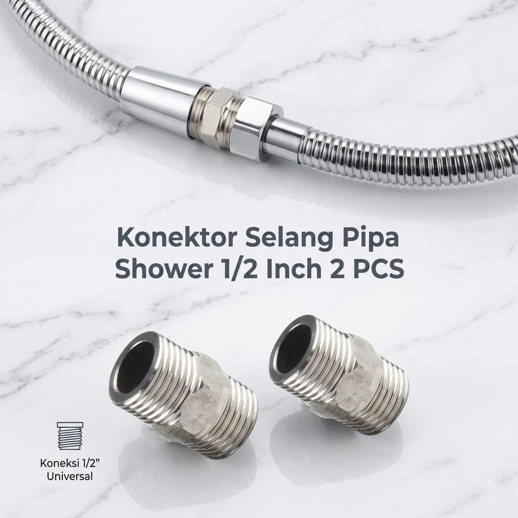 Konektor Selang Pipa Shower Stainless Steel Hose Extender 2 PCS
