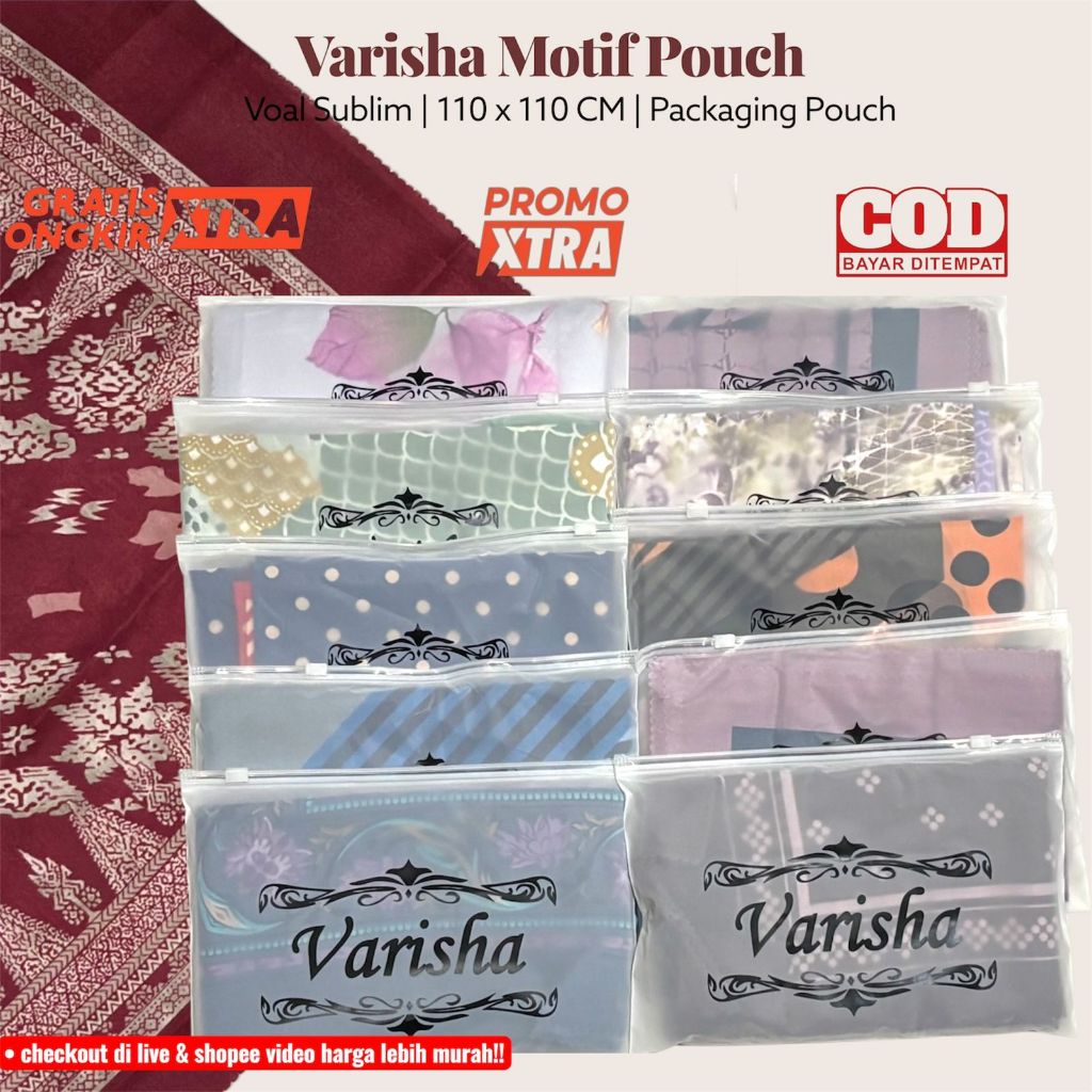 (10pcs) Hijab Varisha Motif Pouch Eksklusif