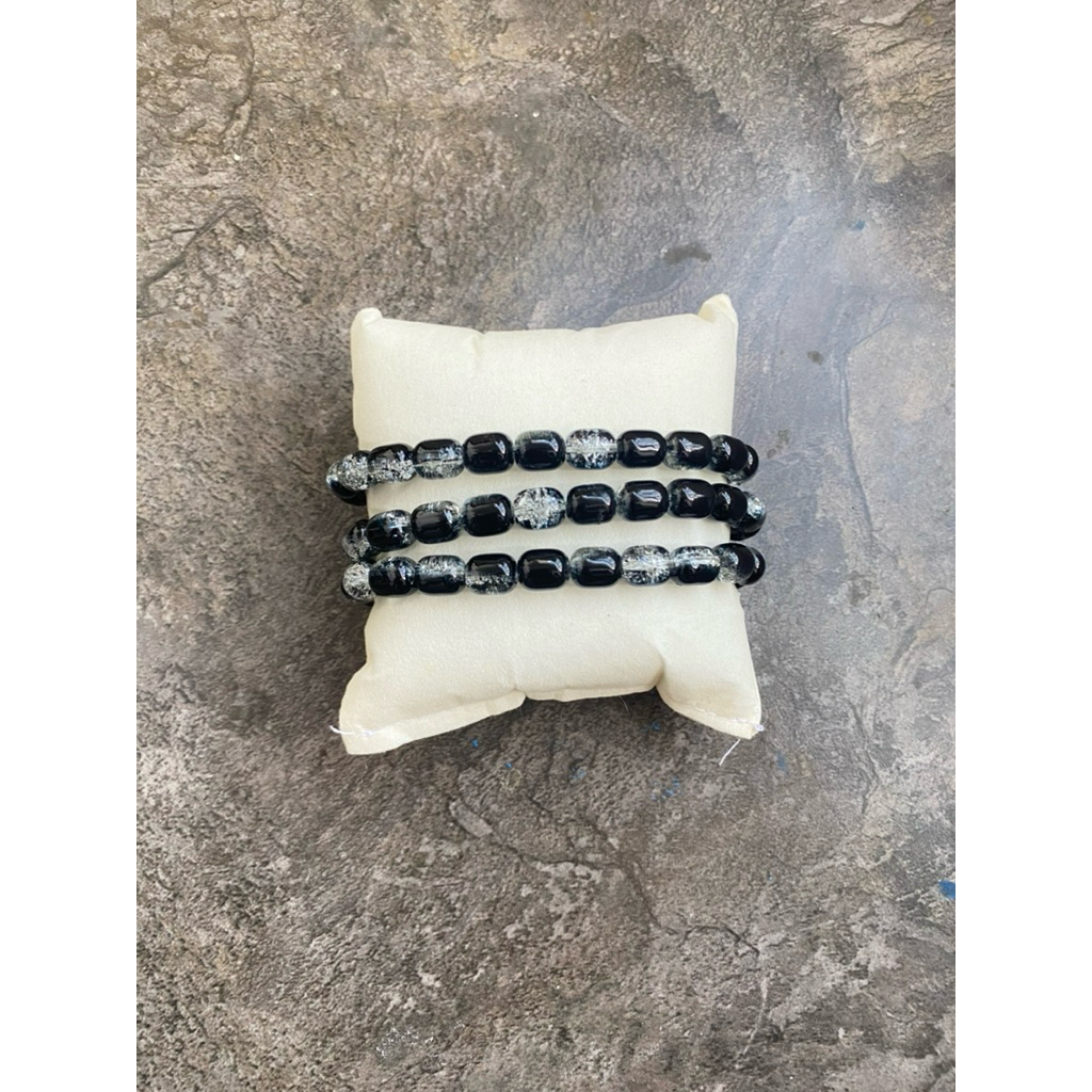 Black Crystal Beads Bracelet | Gelang Manik Kristal Hitam