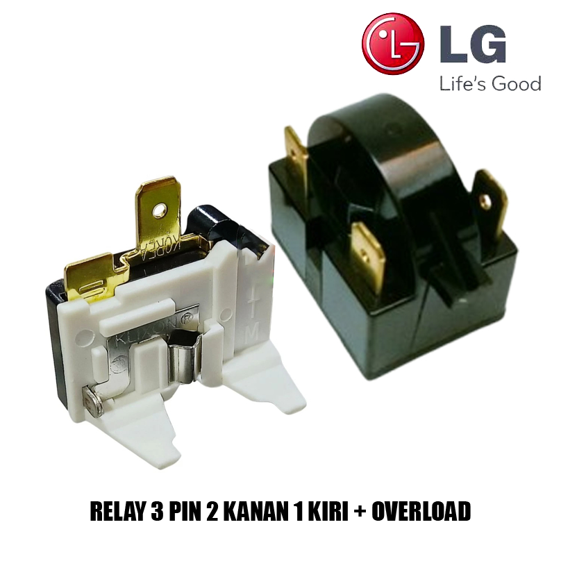 1 Set Relay 3 Pin 2 Kanan 1 Kiri + Ptc Overload Kulkas LG 1 Pintu / 2 Pintu