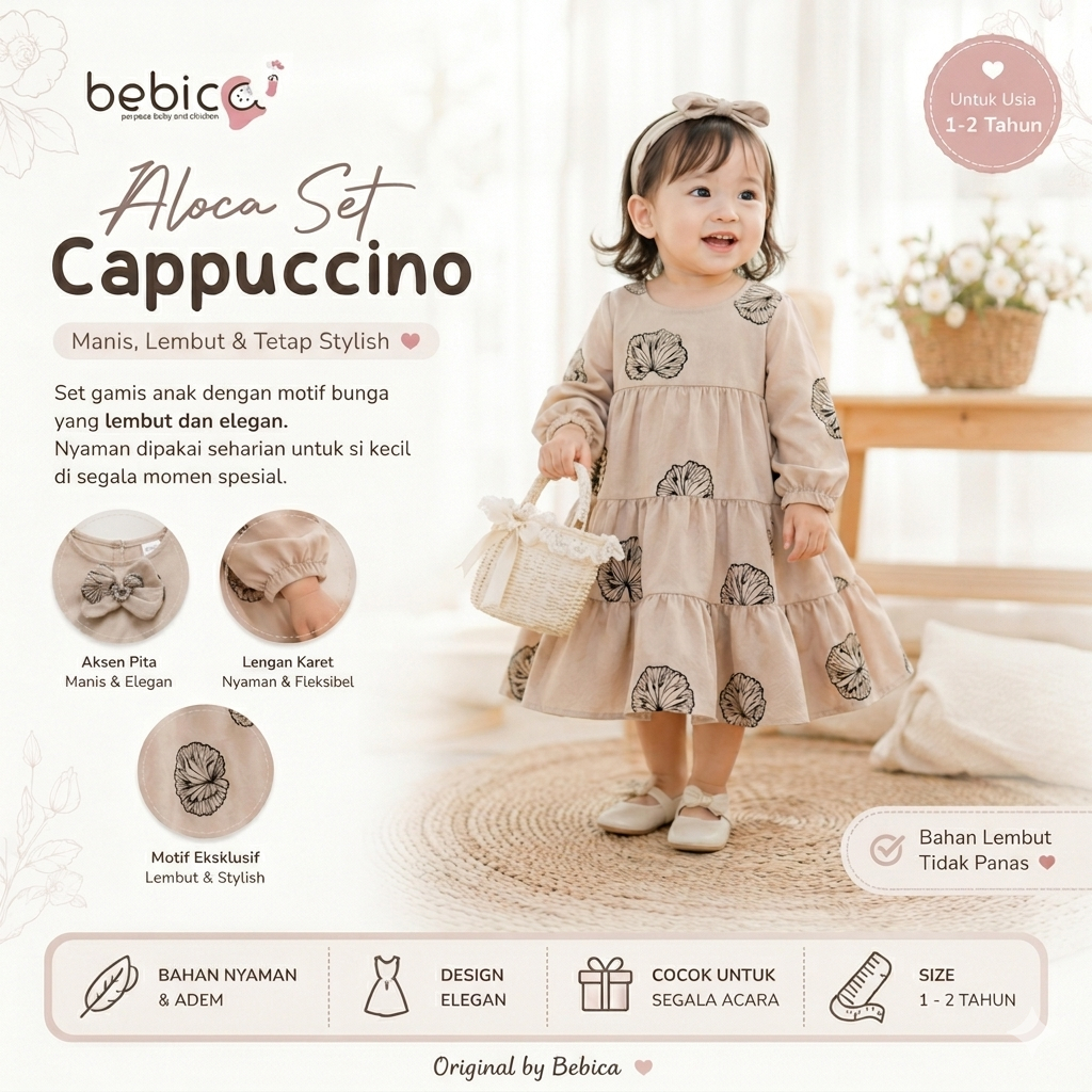 BEBICA Aloca Gamis Tanpa Hijab [Gamis Bayi / Anak]