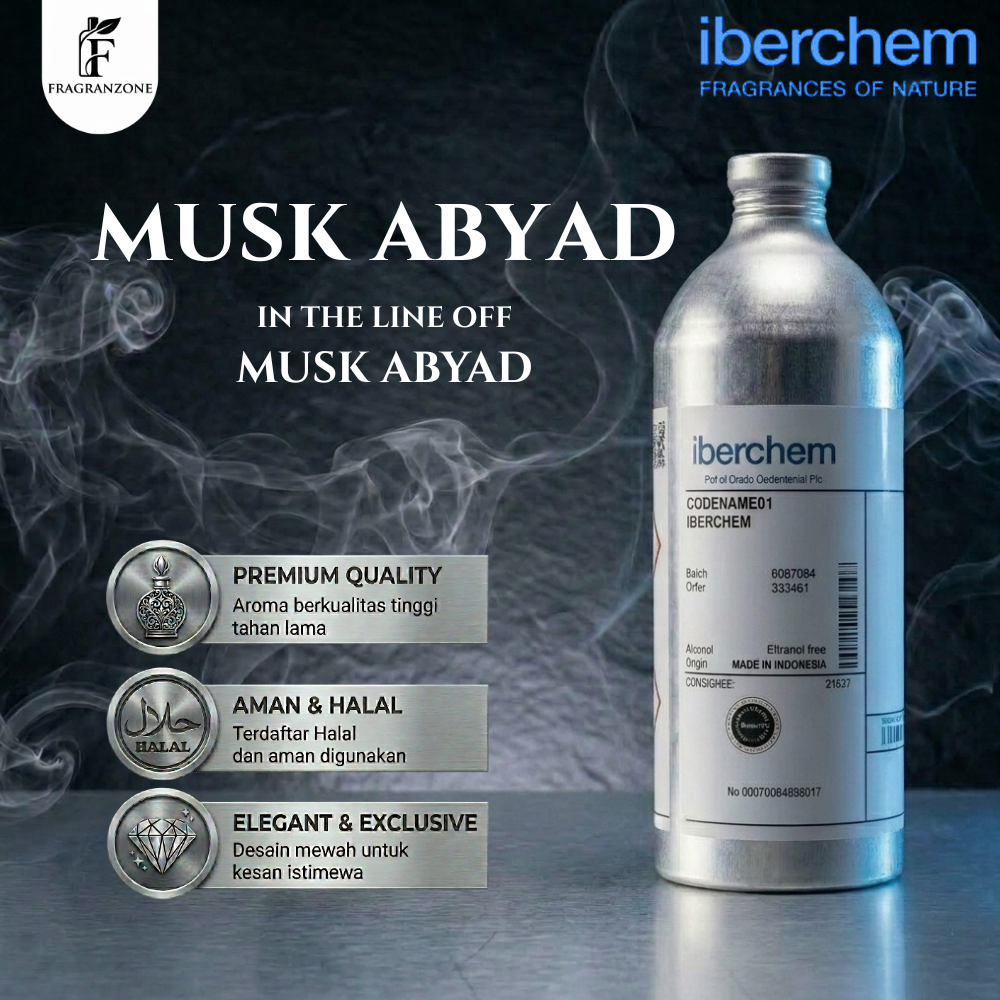 IBERCHEM - Bibit Parfum Murni | MUSK ABYAD - Searah musk abyad | Kemasan Segel Pabrik (1kg) & Repack