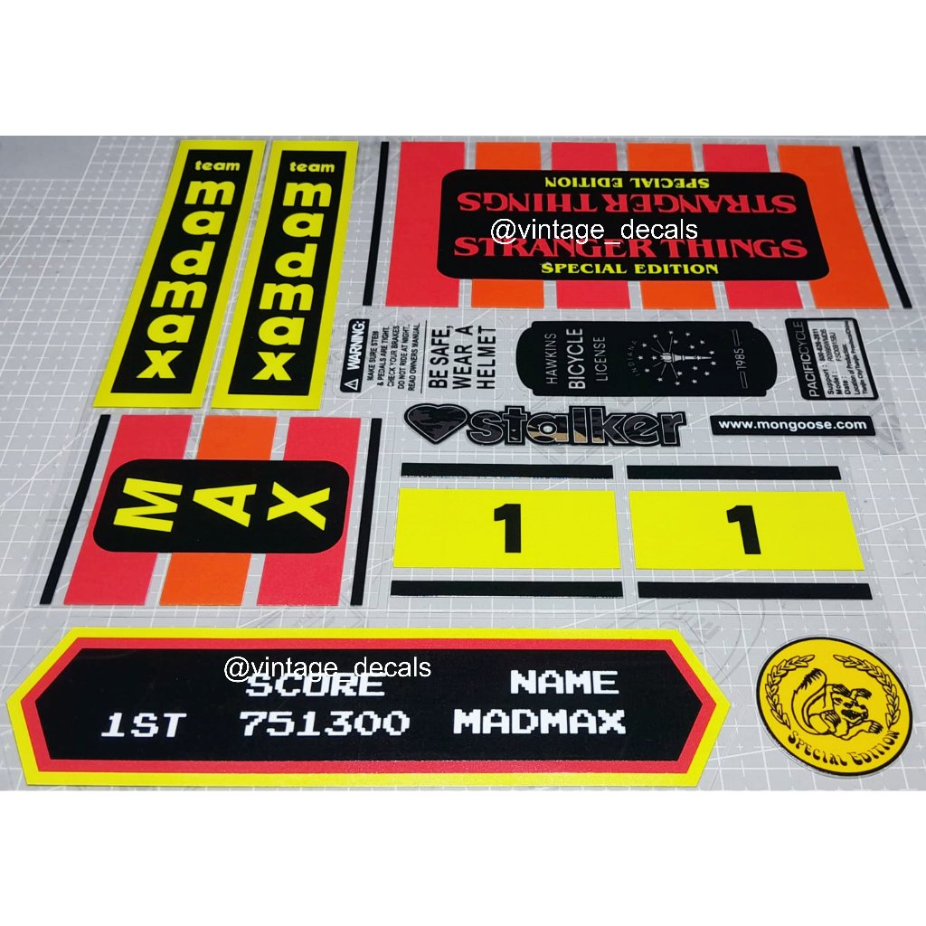 sticker decals replacement BMX mongoose stranger things max