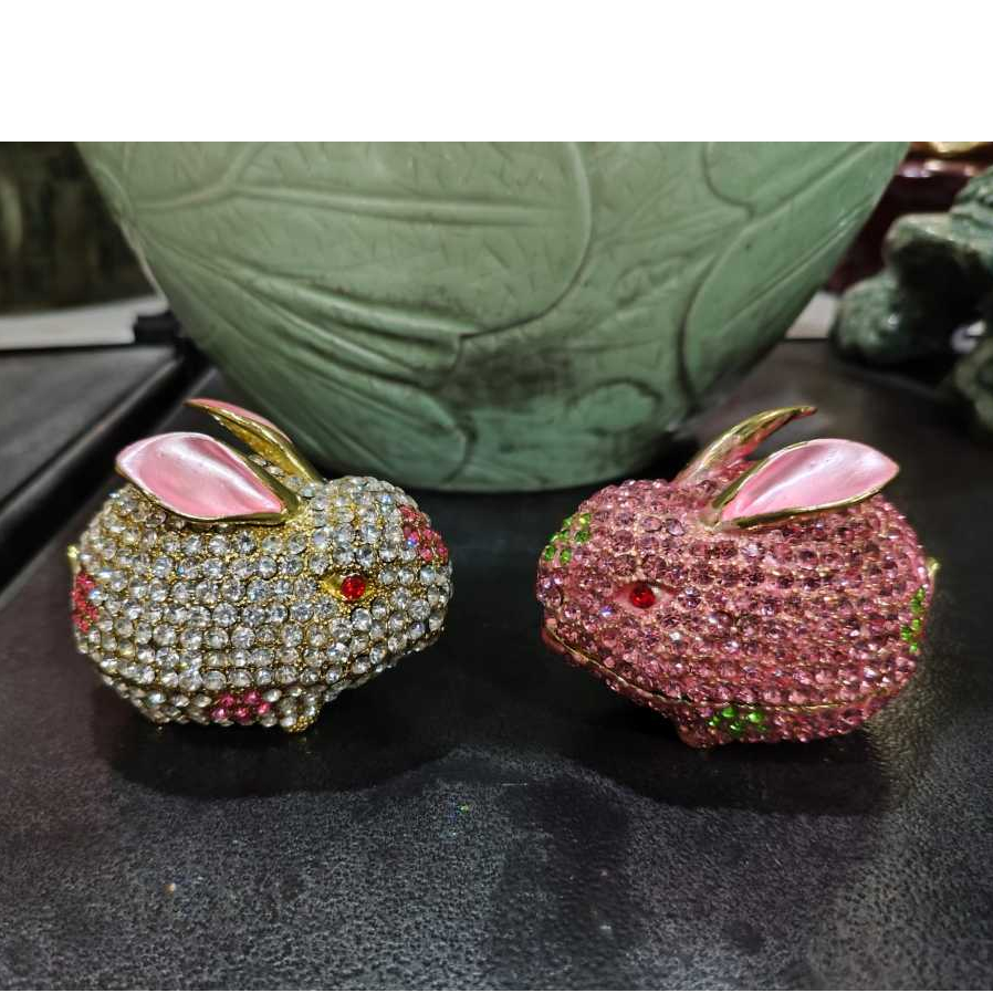 Kotak Perhiasan Mini Kelinci Kuningan – Trinket Box Dekoratif Vintage (jual satuan)