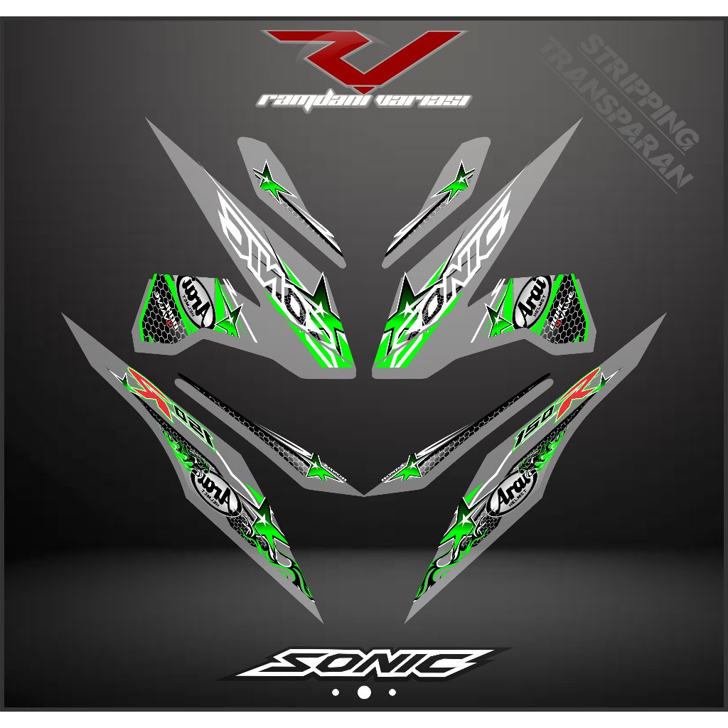 STRIPING TRANSPARAN SONIC 150R/STIKER SONIC/VARIASI STIKER SONIC MTF ARAI KEREN