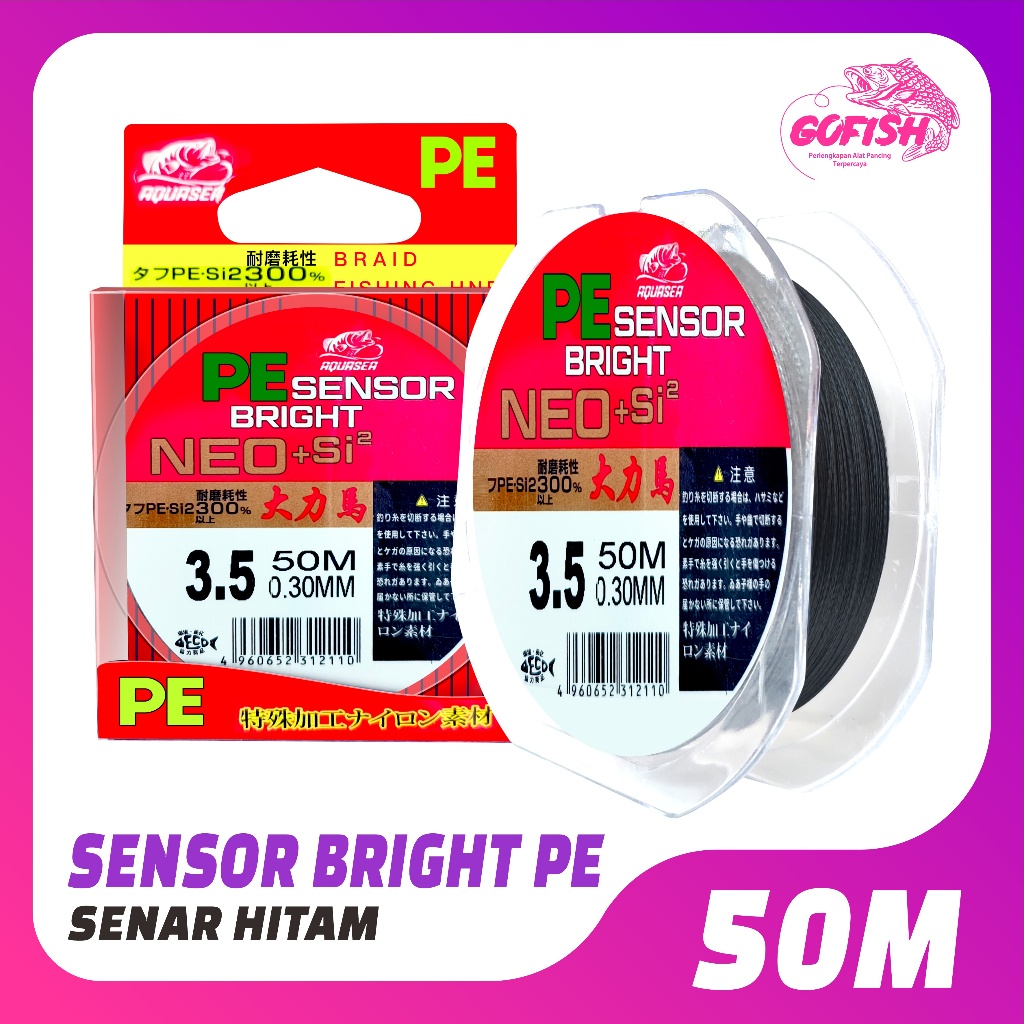GOFISH Tali Pancing PE Sensor Bright Hitam NEO+Jepang Senar Pancing 50m Super Kuat benang PE Senar M