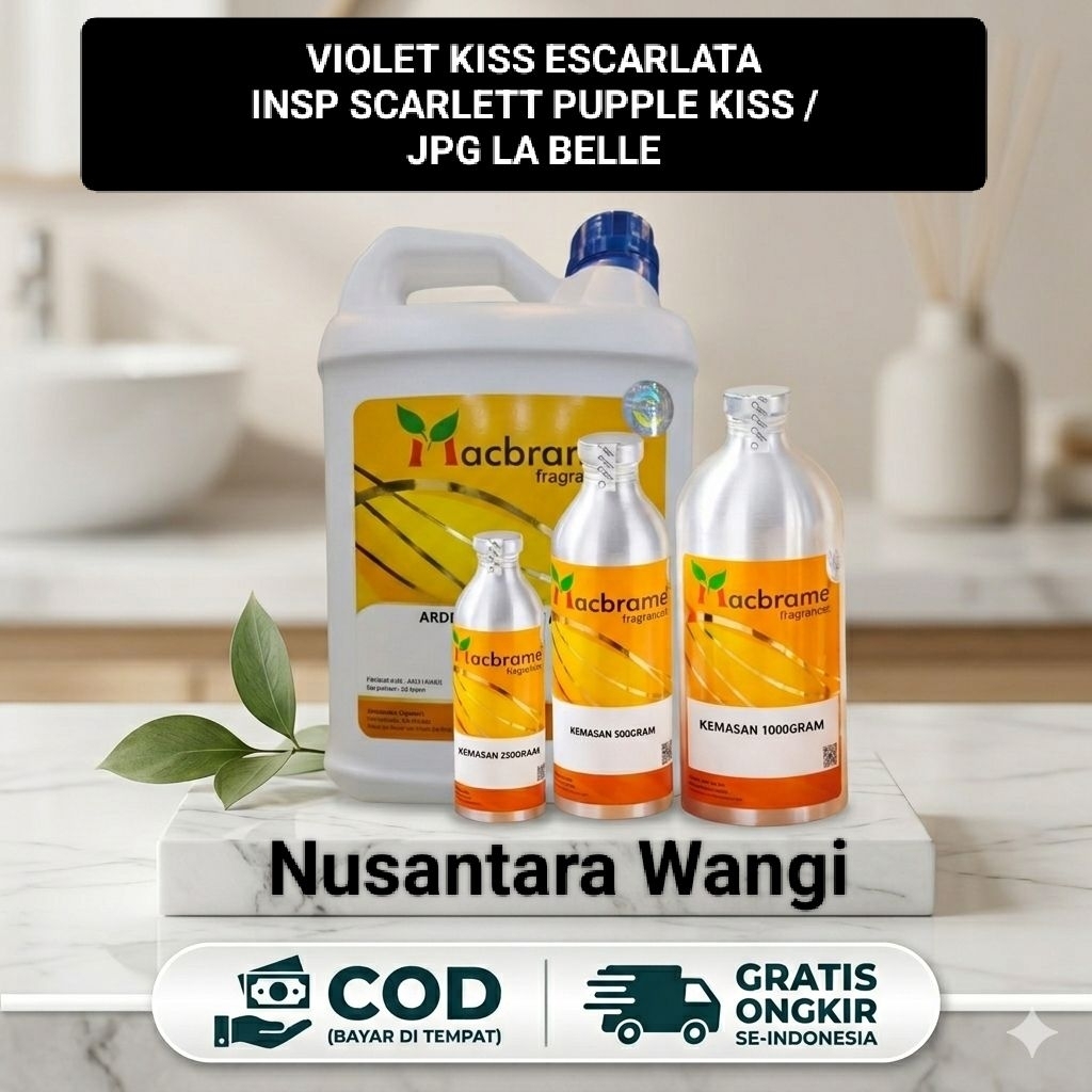 REPACK 100ML VIOLET KISS ESCARLATA MACBRAME SEGEL 250GR / BIBIT PARFUME MURNI AROMA SCARLETT PUPPLE 