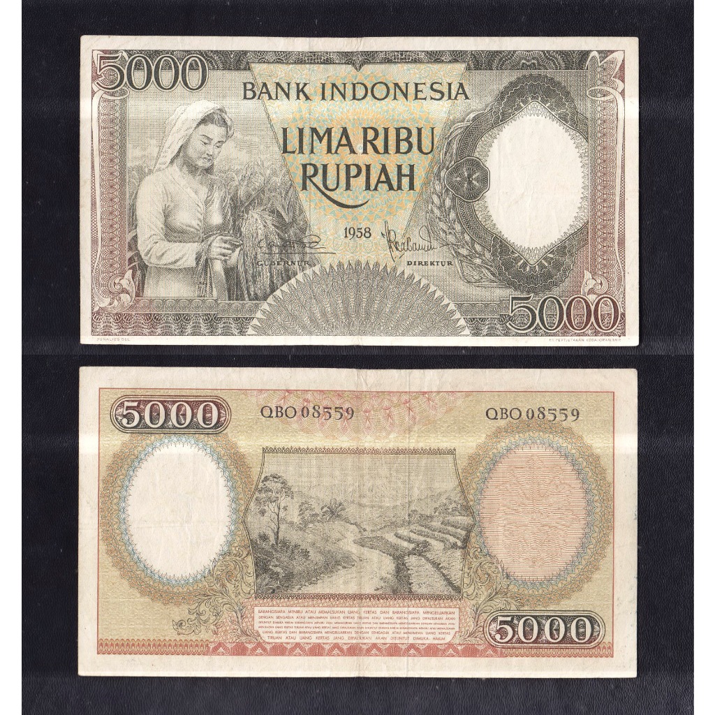 Uang kuno 5000 rupiah  tahun 1958 #seri Pekerja-1