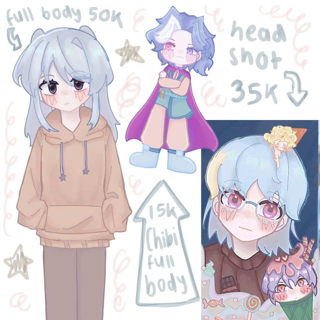 [OPEN COMISSIONN] Jasa Digital Art - Ilustrasi - Custom Gambar - Semi Chibi Artstyle - imut dan gemo