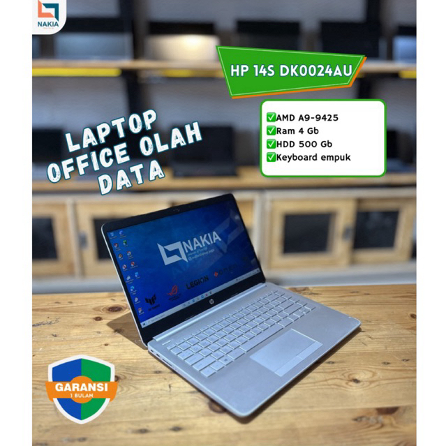 HP 14s DK0024AU AMD A9-9425 Ram 4 Gb HDD 500 Gb Keyboard empuk