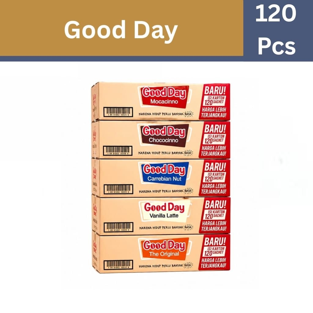 Kopi Good Day 1 Dus 120 Pcs - All Varian (Mocacinno, Chococinno, Vanilla Latte)