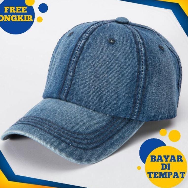 Topi Import Champion Bahan Jeans Denim Model Sobek Terbaru 2026
