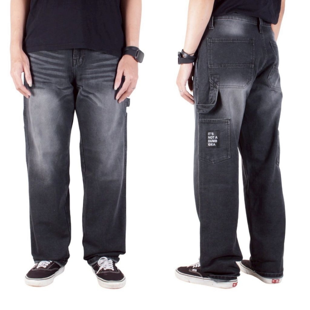 Celana jeans panjang pria carpenter baggy denim non Stretch washing / Celana jeans pria carpenter ba