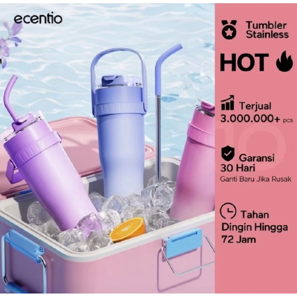 ECENTIO Tumbler 1200ml | Thermos Tumbler Termos Air Dingin Panas Esensio Botol Minum Stainless Steel