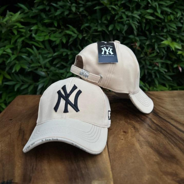 TOPI NY Newyork CREAM BLACK / NY Cap Mini font / Topi baseball casual - Oritopi