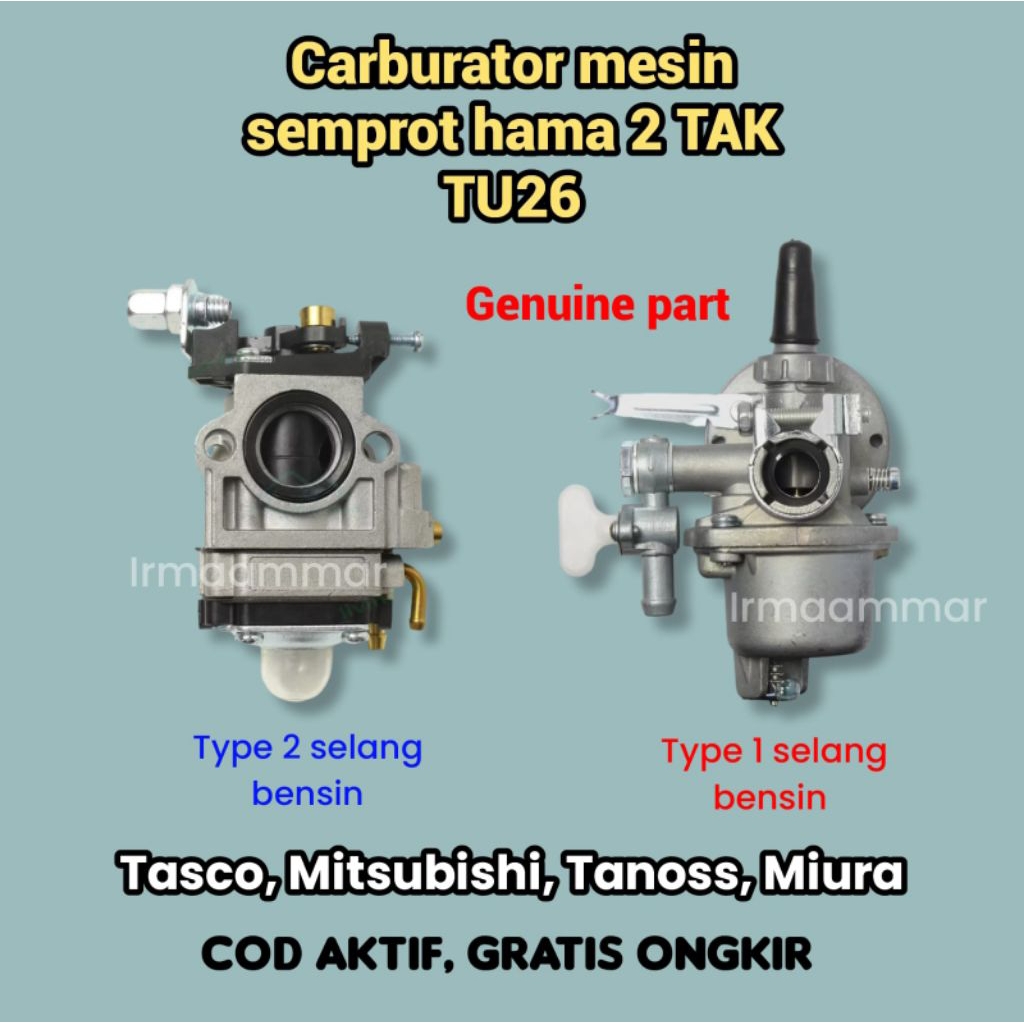 Carburator TU26 knapsack sprayer 2 tak mesin semprot tangki gendong