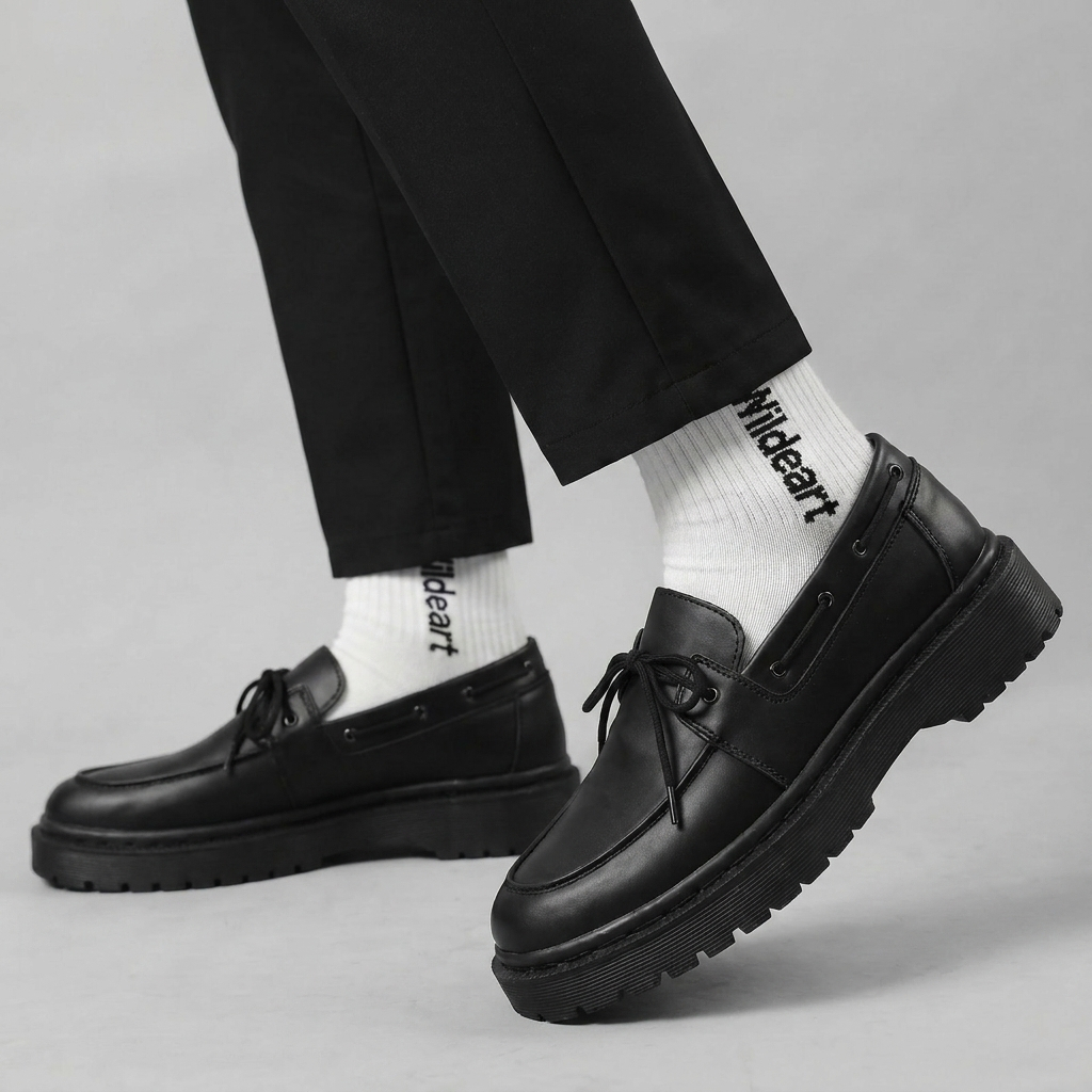Sepatu Formal Pantofel Oxford Hak Tinggi Hitam Docmart Pria