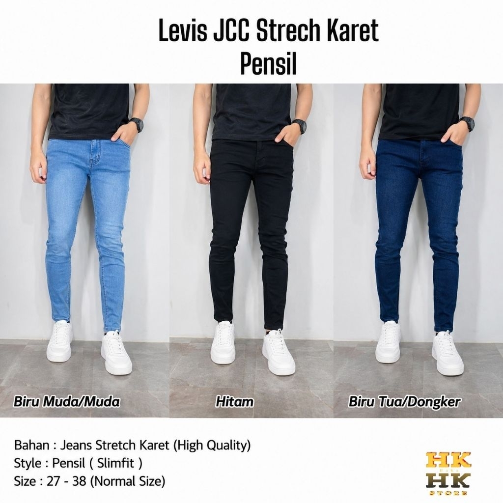 CELANA JEANS PANJANG PRIA MERK JCC DISTRO AUTHENTIC BRAND STRECH KARET SOFT JEANS DENIM