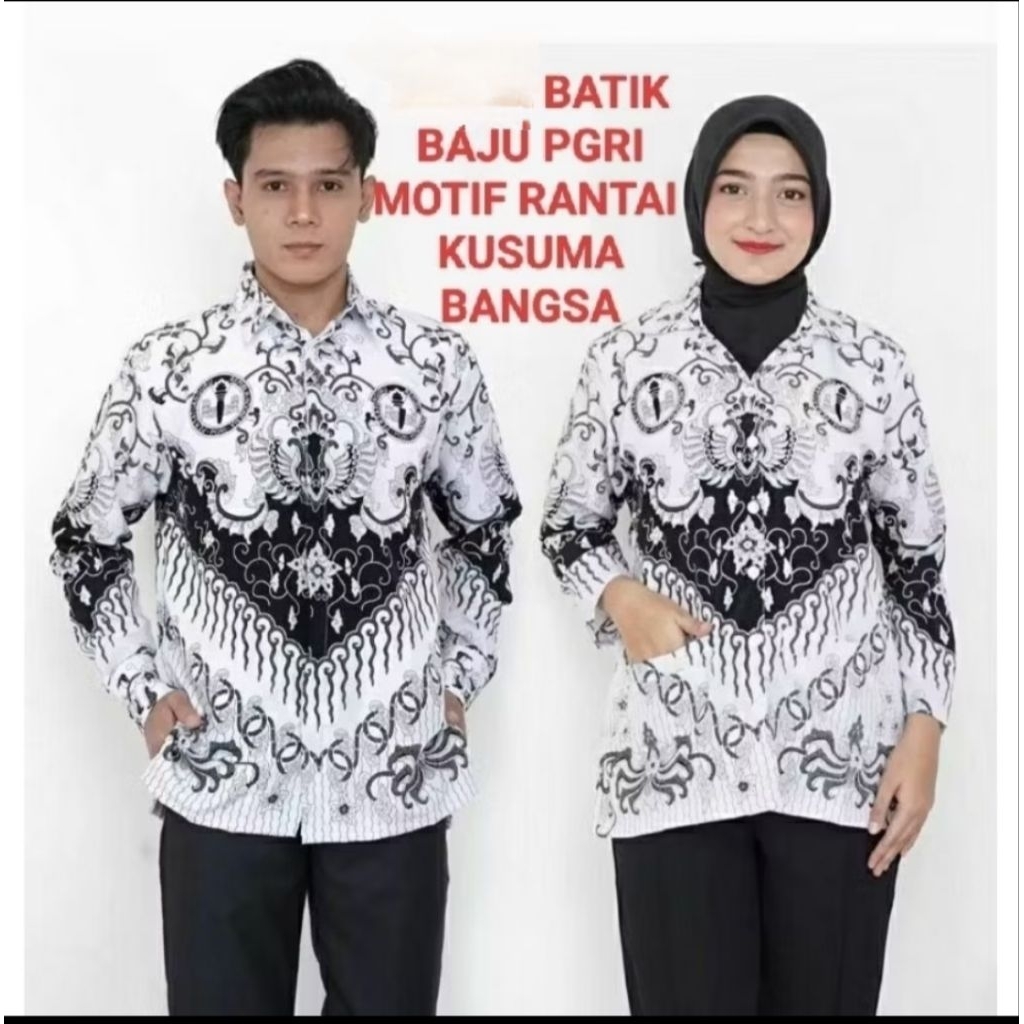 SERAGAM BATIK PGRI terbaru 2026 dan TUNIK PGRI Semi Sutera motif RANTAI KUSUMA BANGSA ...