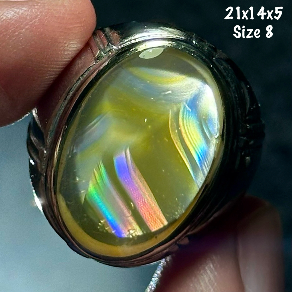 Cincin Batu Akik Natural Iris Junder Pelangi (asli alam)