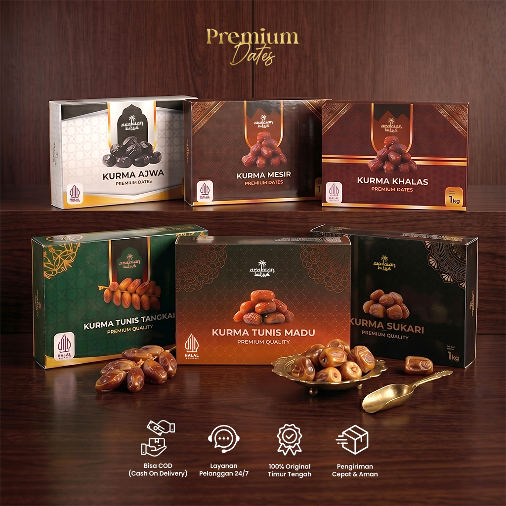 Arabian Bites Aneka Kurma 1 Kg Sukari Ajwa Khalas Tunisia Mesir Premium
