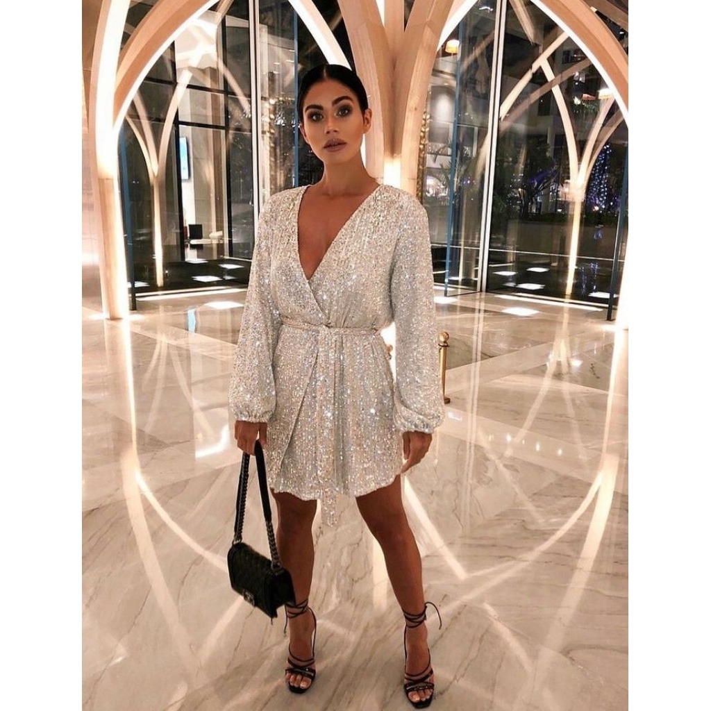 Sequin Wrap Dress - Luxury Sequin Dress
