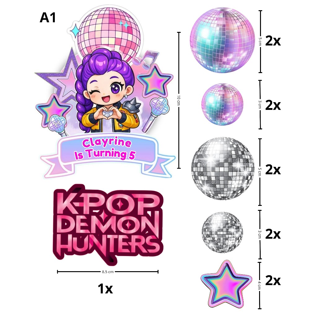 Topper KPop Demon Hunters // Hiasan Cake KPop Demon Hunters // Topper Demon Hunter KPOP // Topper Cu