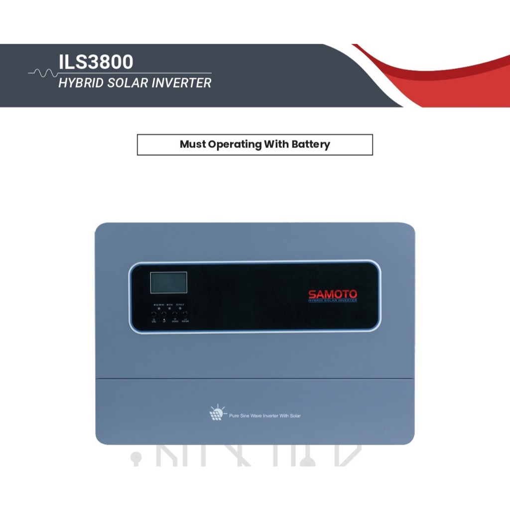 SAMOTO Inverter ILS3800 3800VA 3000W Pure Sine Wave Low Frequency 24V Hybrid Solar Inverter MPPT Off