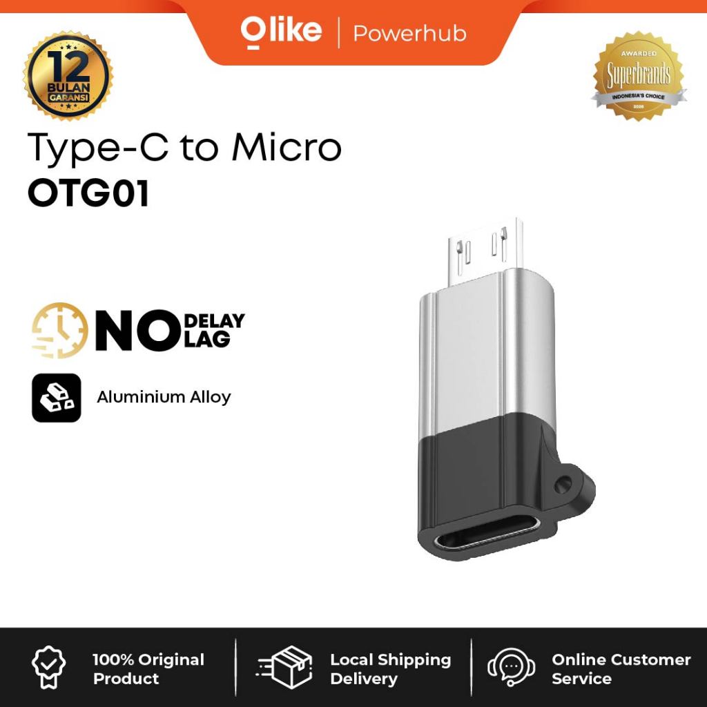 OLIKE Adapter OTG Tipe-C & Micro USB | OTG01 OTG02 OTG03 OTG04 | Hitam Silver - Type-C ke Micro, Mic