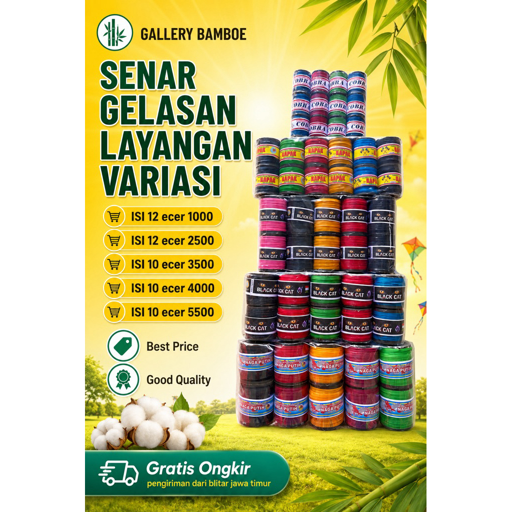 SENAR GELASAN PENGULUR LAYANGAN SUPER TAJAM-SENAR NILON KLOSAN GAJAH/KENUR MERLIN/KENUR LAYANGAN