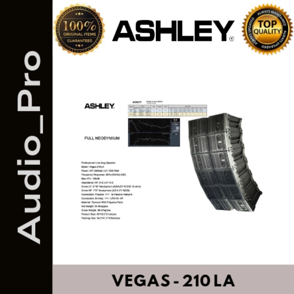 Speaker Line Array Ashley Vegas 210LA Speaker Line Array Pasif 2×10 Inch 2 Way 8 Ohm 1180 Watt