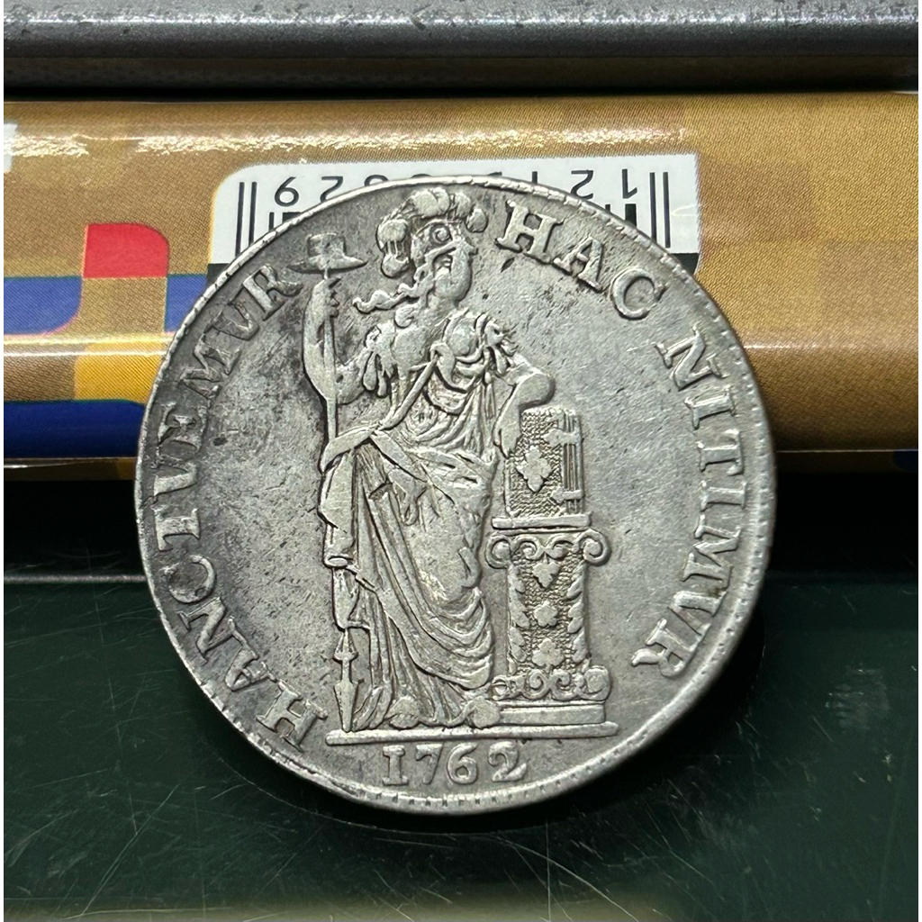 KOIN PERAK KUNO 1 GULDEN DEWI PALLAS 1762 NETHERLANDS DETAIL BAGUS