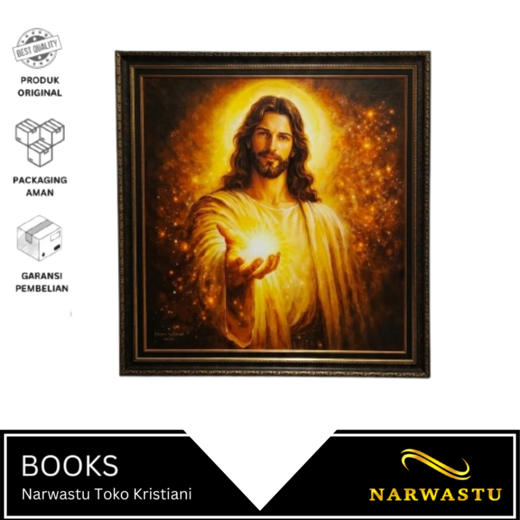NARWASTU - Hiasan Dinding Ekslusif Gambar Yesus Dan Bunda Maria (Canvas + Sertifikat Asli Dari Peluk