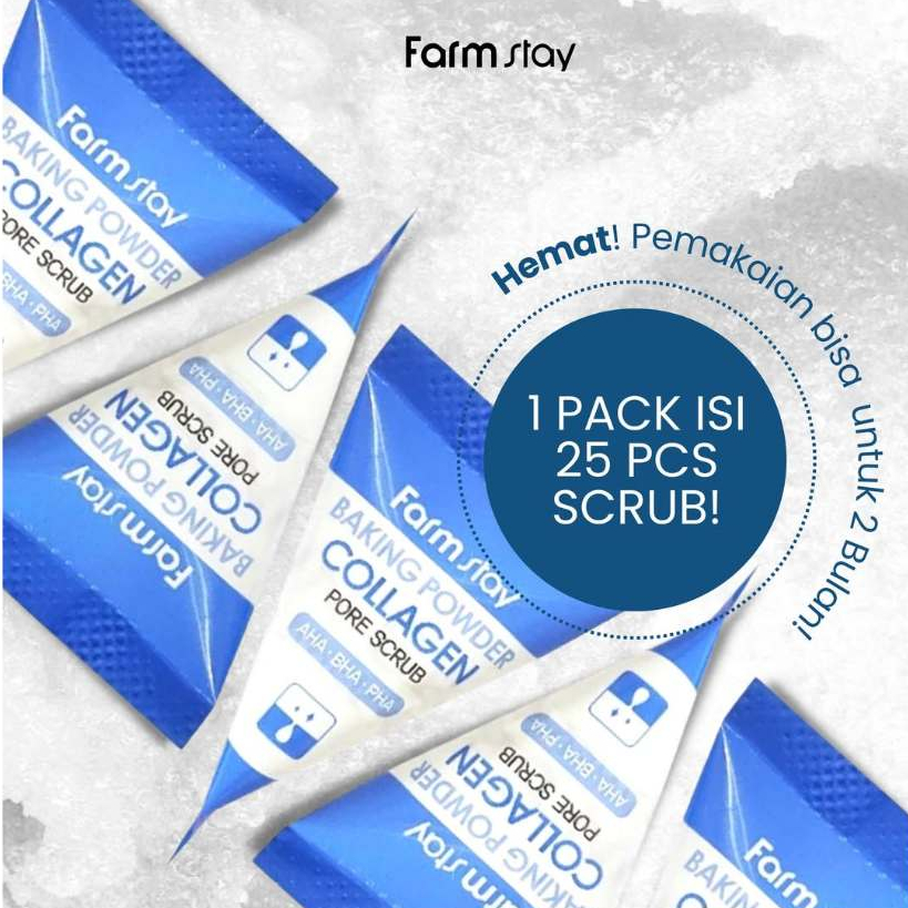 Farm Stay Baking Powder Collagen Pore Scrub 7g*25 Farmstay Gentle Exfoliating Cleansing Pori-Pori