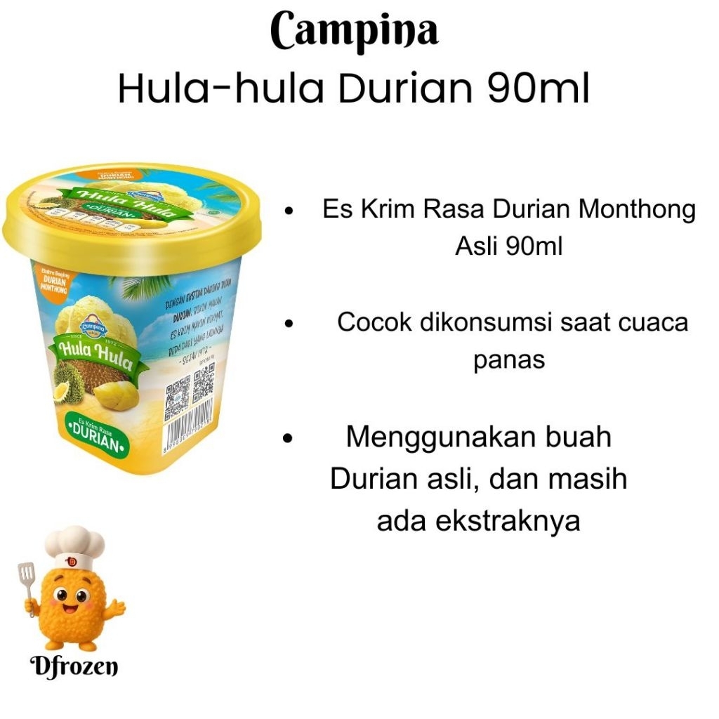 Es Krim Campina 90ml Hula Hula Durian Ice Cream Rasa Duren Yang Lembut Dan Creamy