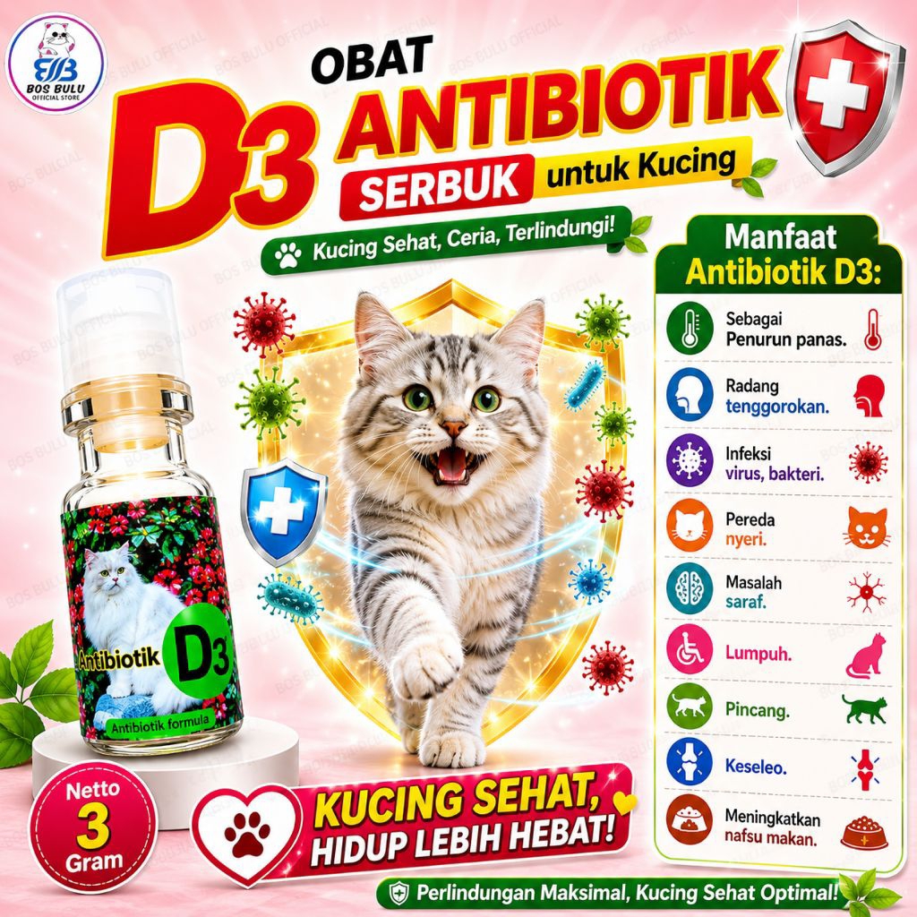D3 vitamin obat antibiotik radang tenggorokan kucing