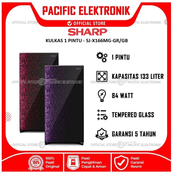 Kulkas Sharp 1 Pintu SJ-X166MG-GR/GB / SJX166MG / 166MG
