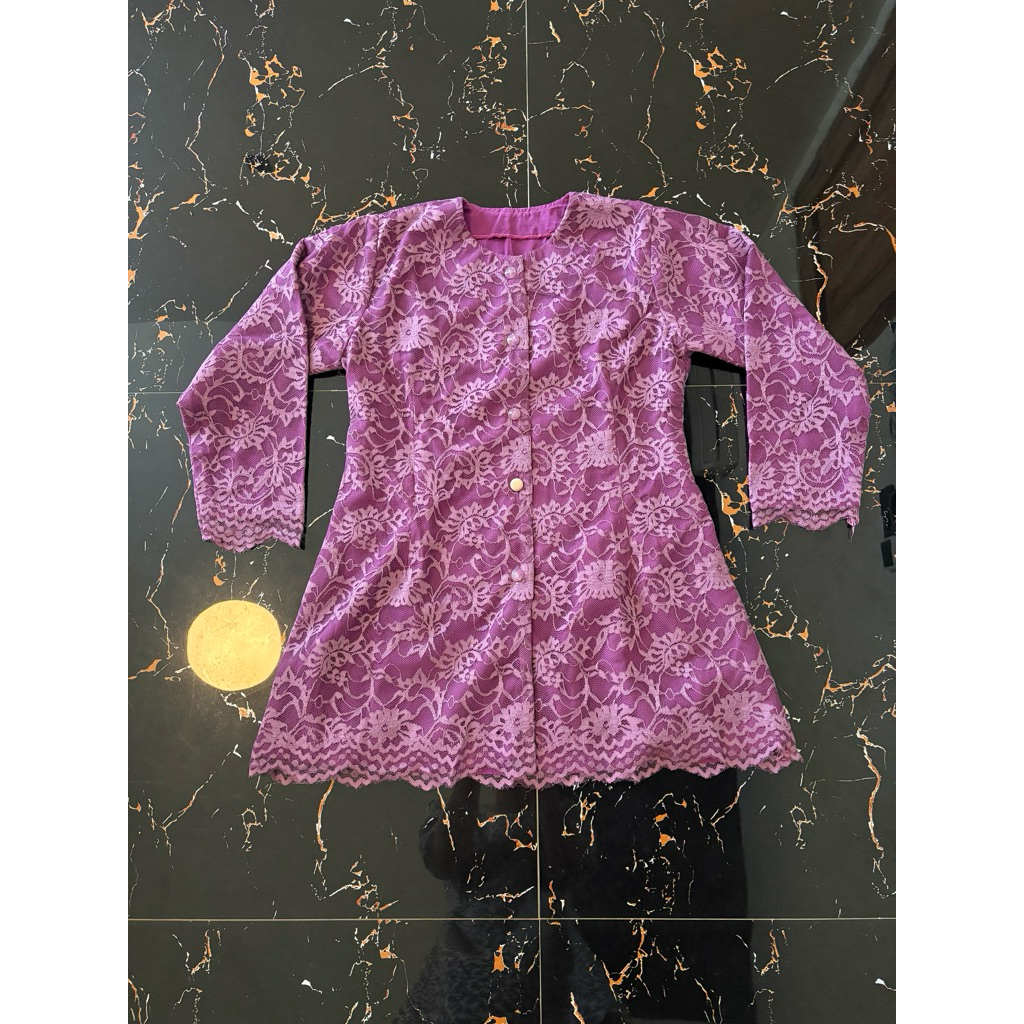 PL KEBAYA MODERN ATASAN BATIK BAJU WANITA UNGU LILAC LENGAN PANJANG