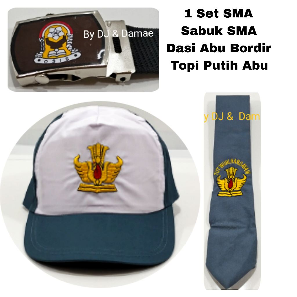 Set Lengkap Sekolah SMA Topi Dasi Sabuk SMA