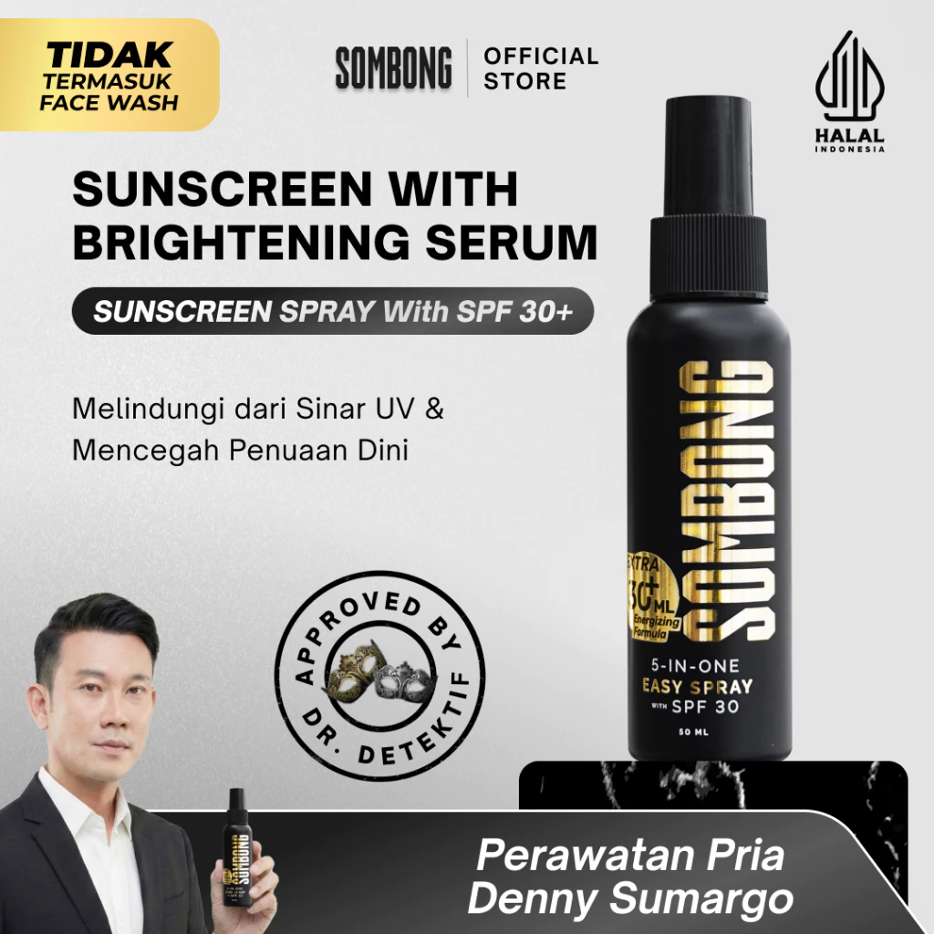 SOMBONG 5-in-1 Sunscreen Spray with Sunscreen SPF 30 - Sunscreen Ringan Pria Sunblok Anti Jerawat Me