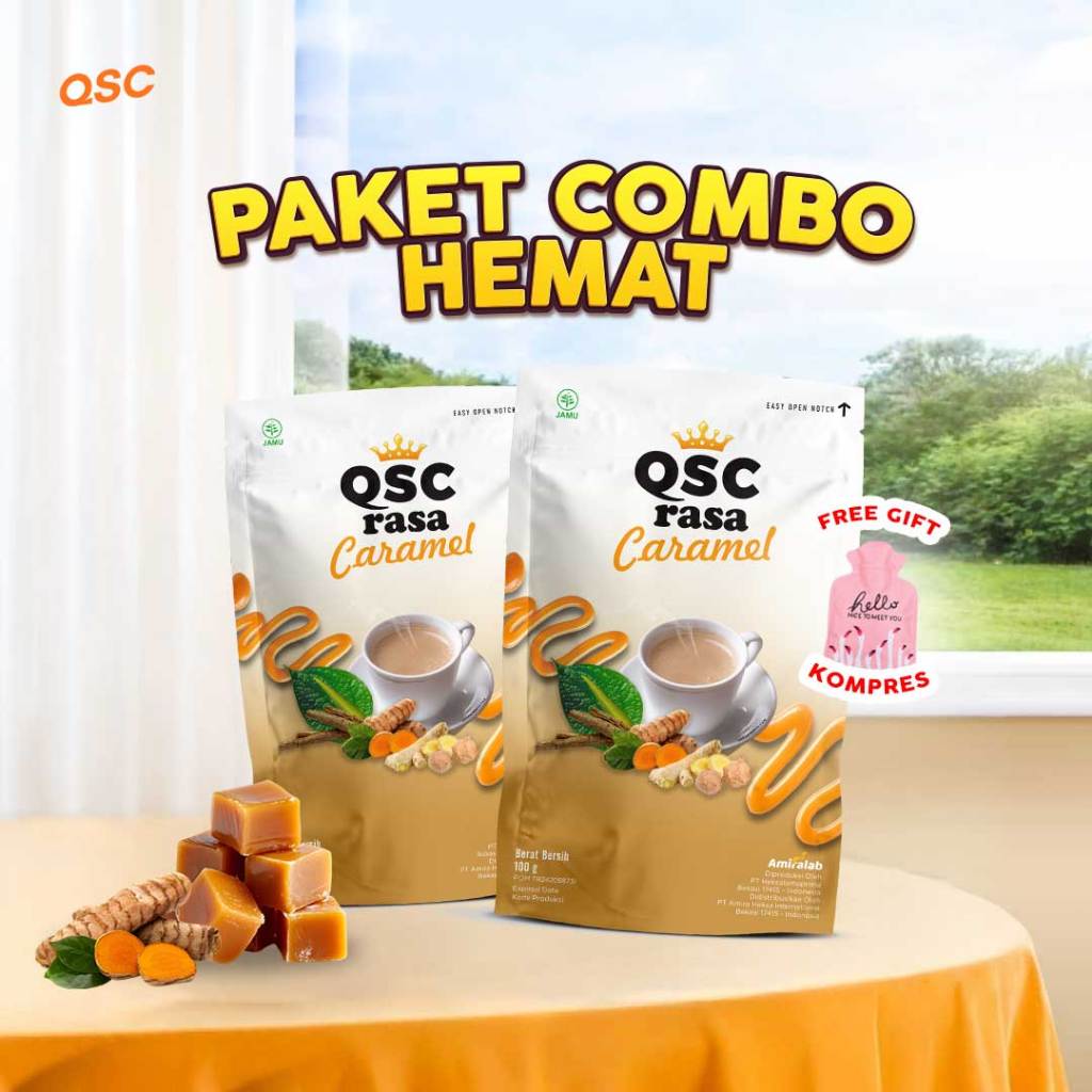 [KHUSUS LIVE] PAKET HEMAT 2 POUCH (FREE COMPRESS BAG) AMIRALAB QSC FEMALE rasa CARAMEL Obat Pelancar