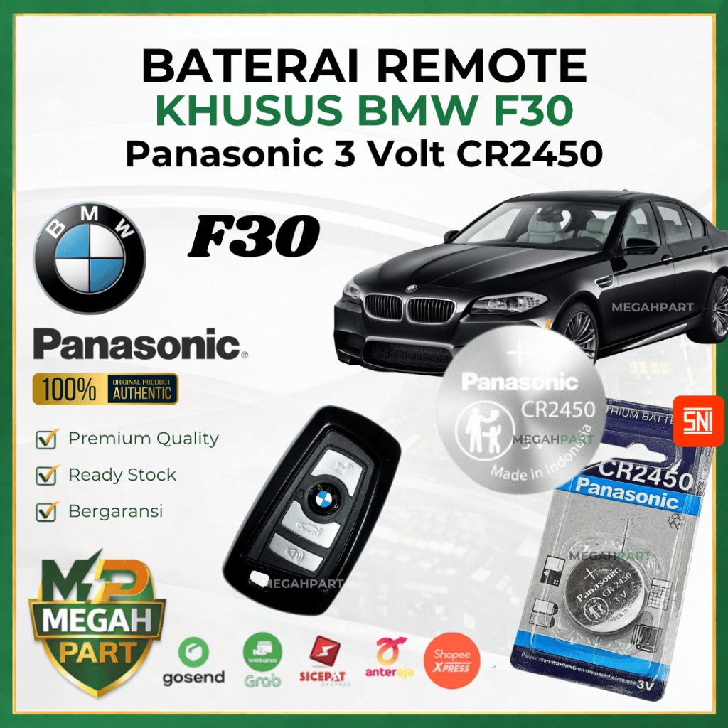 Baterai Remote Mobil BMW F30 - ORIGINAL PANASONIC CR2450 3 Volt | Battery Remote BMW F30 CR2450 - Ba