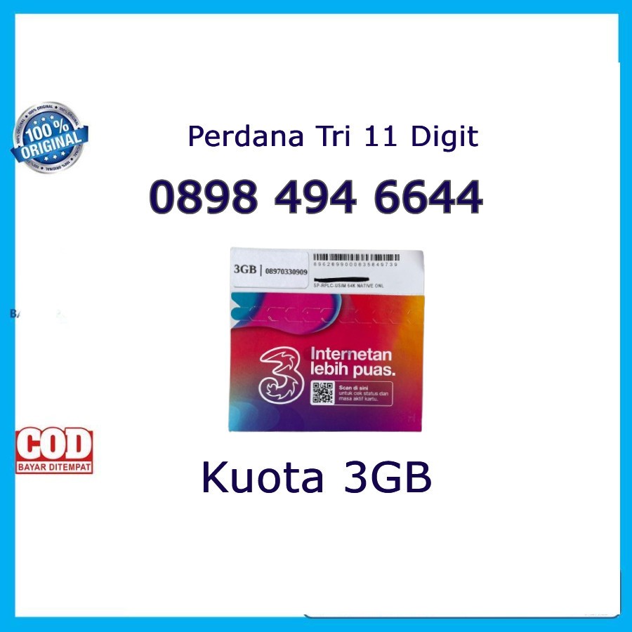 Kartu Tri Nomor Cantik Perdana 3 Murah 11 Digit