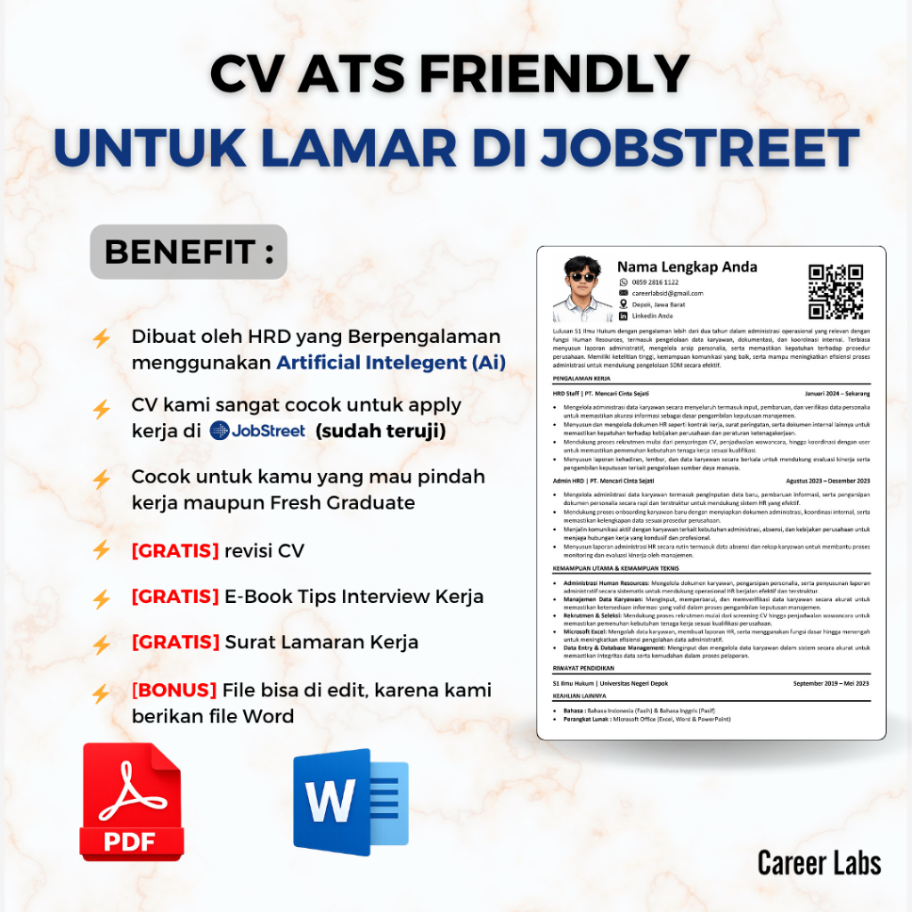 CV ATS Friendly Untuk Jobstreet | Jasa Pembuatan CV ATS Friendly